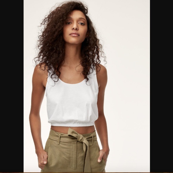 Aritzia White Wilfred Crop Tank